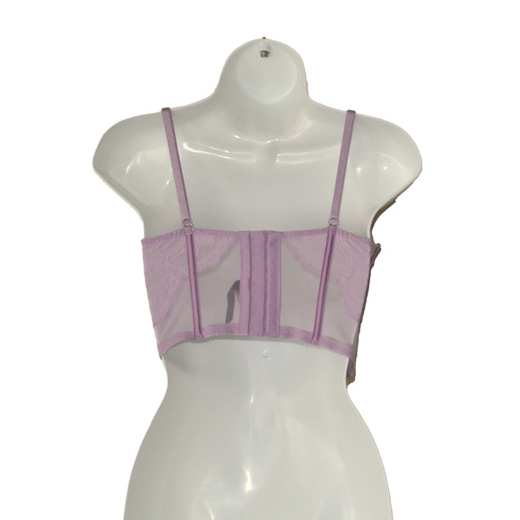 A5 NWT VICTORIAS SECRET Light Lilac Embroidered Floral Lace Corset Bra Size 34C - Picture 3 of 7